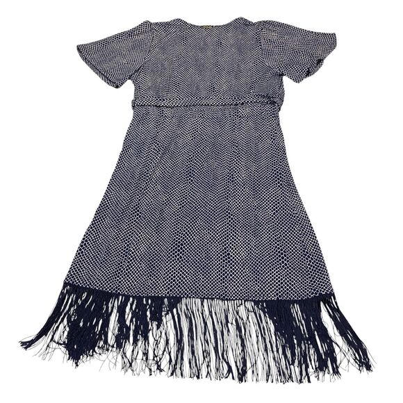 Michael Kors Sheath Dress Womens Medium Navy White Fringing Short Sleeve $135 - Picture 13 of 16